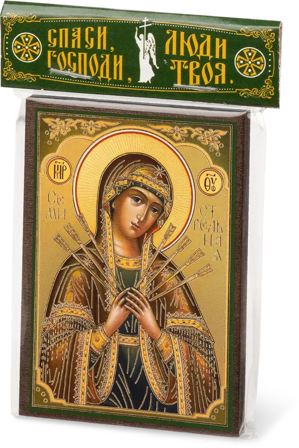 Икона БМ "Семистрельная" 6х9 на МДФ-6