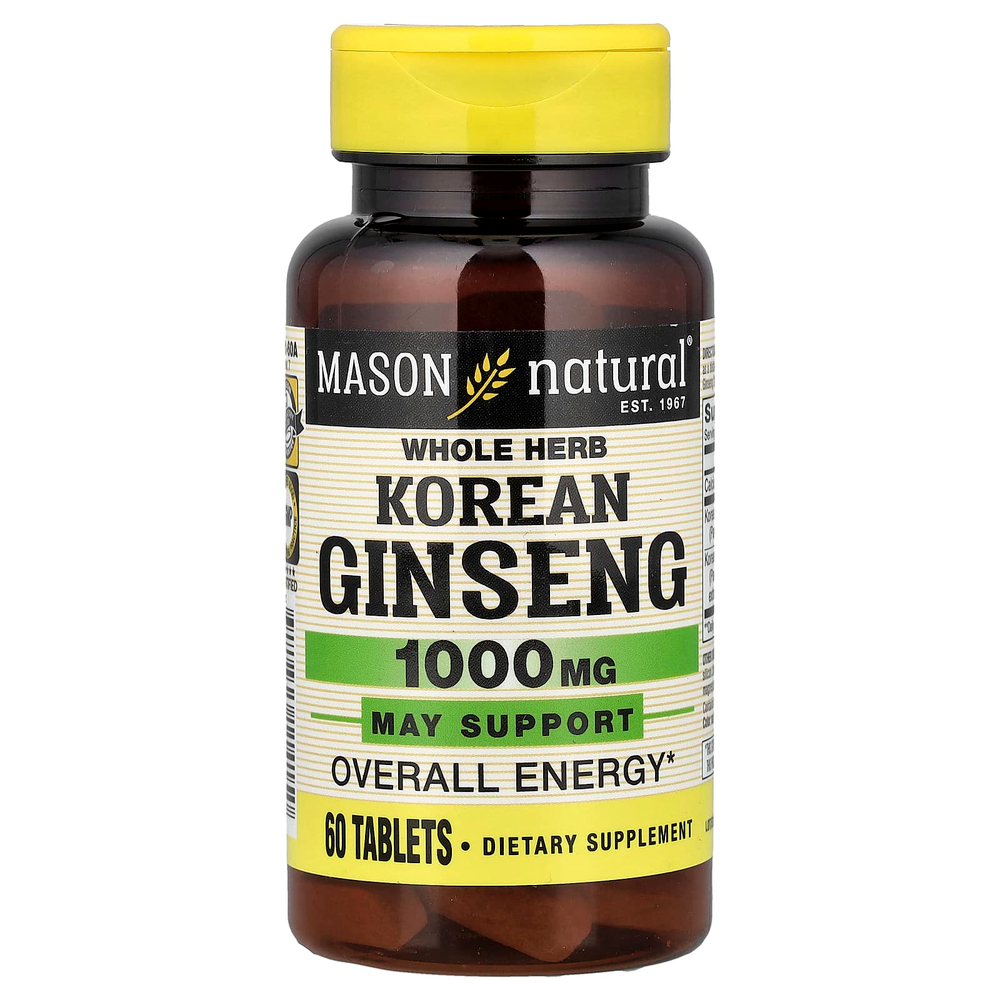Mason Natural, корейский женьшень из цельного растения, 60 таблеток