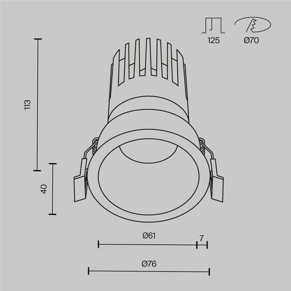 Встраиваемый светильник Maytoni Technical DL118-15W-3K-B
