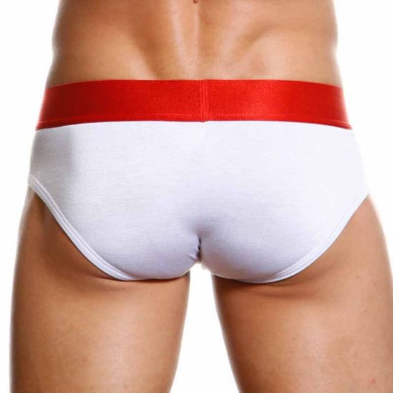 Мужские трусы брифы белые с красной резинкой (Модал)  Calvin Klein England