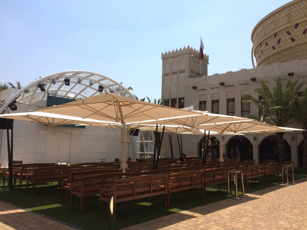 Зонт профессиональный четырехкупольный 6х6 м Scolaro Alu Poker Starwhite, белый, слоновая кость