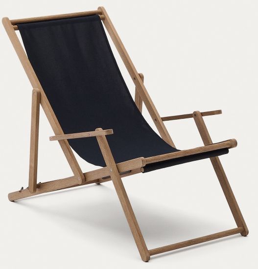 Складное кресло Vilara для улицы из акации и текстиля черного цвета La Forma Испания 