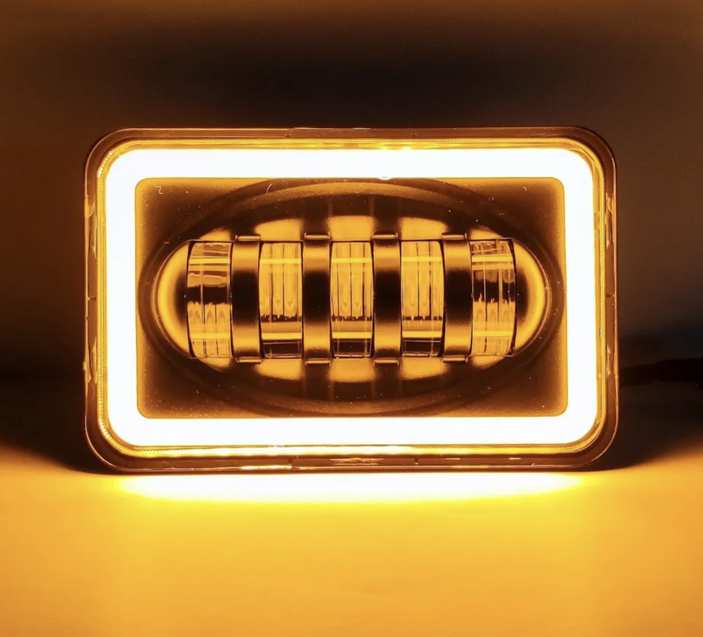 С173 / Фара светодиодная с кронштейном, ДХО+Поворотник (4X6 дюймов, 12/24V, 6000K) (1 шт)