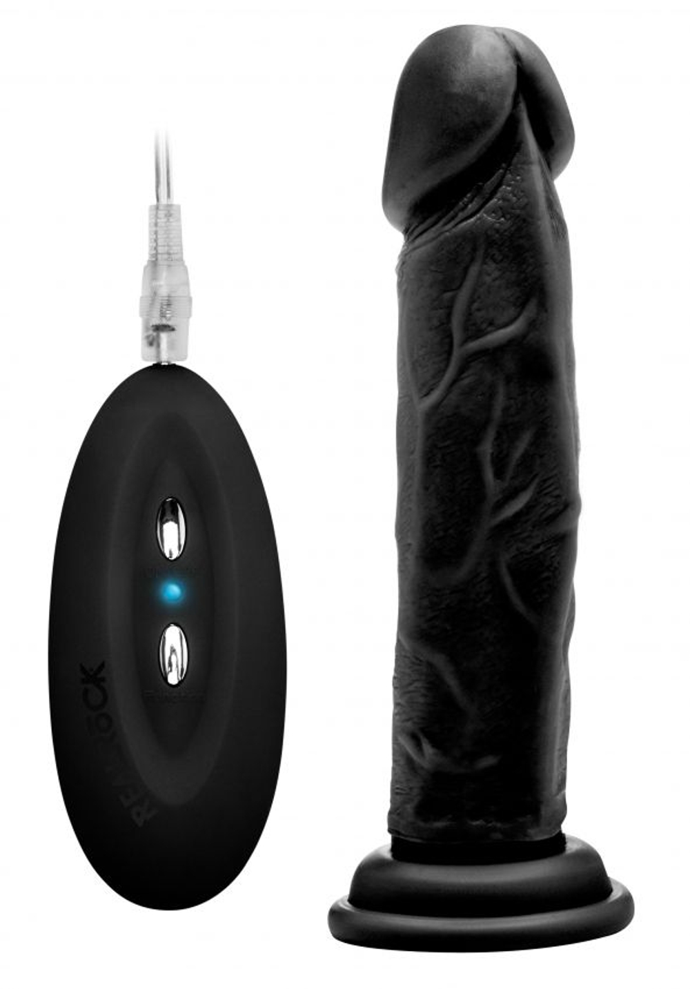 Чёрный вибратор-реалистик Vibrating Realistic Cock 8 - 20 см. (Цвет: черный)