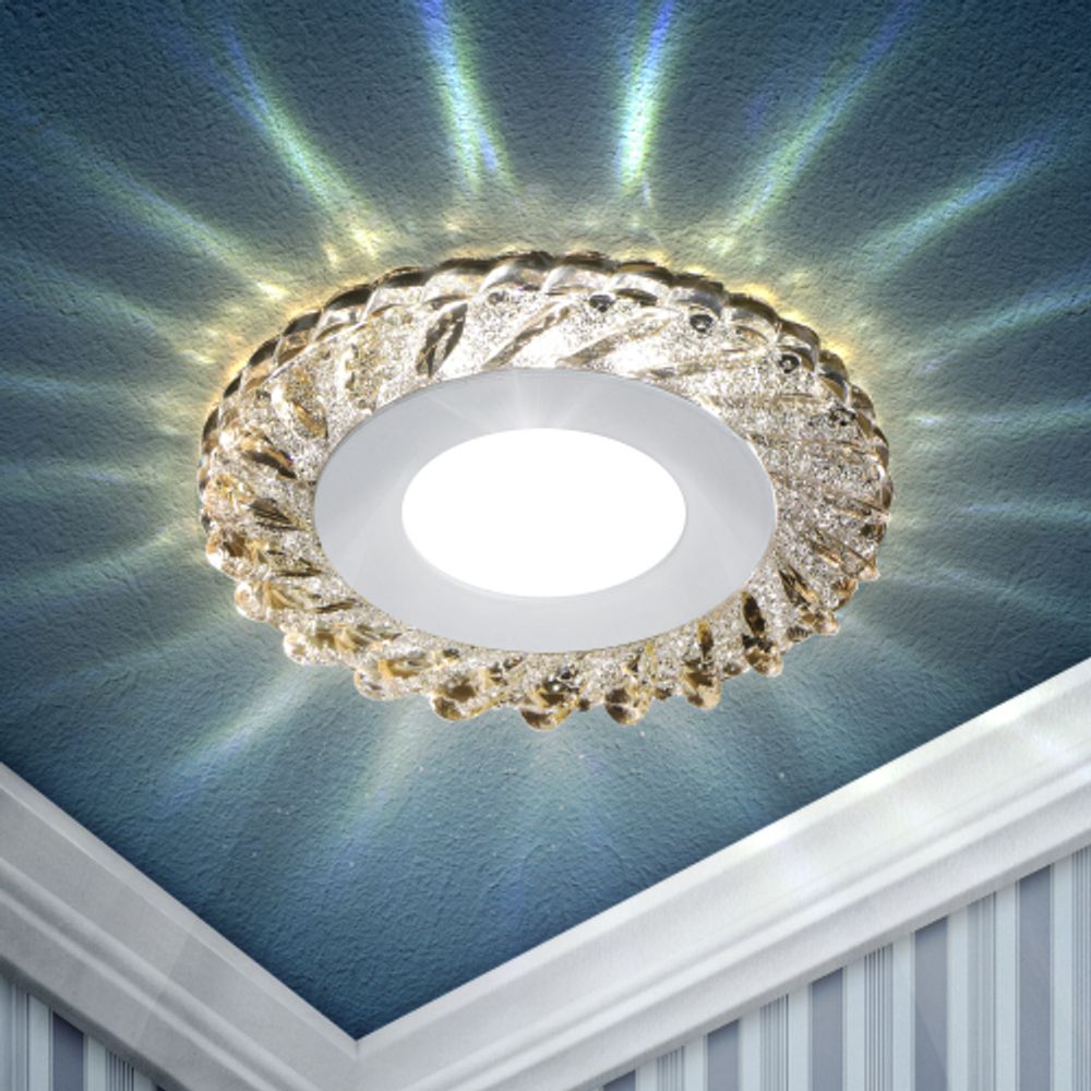 Светильник встраиваемый cо светодиодной подсветкой ЭРА DK LED 15 CHP/WH 6Вт круглый шампань/белый | Встраиваемые LED светильники