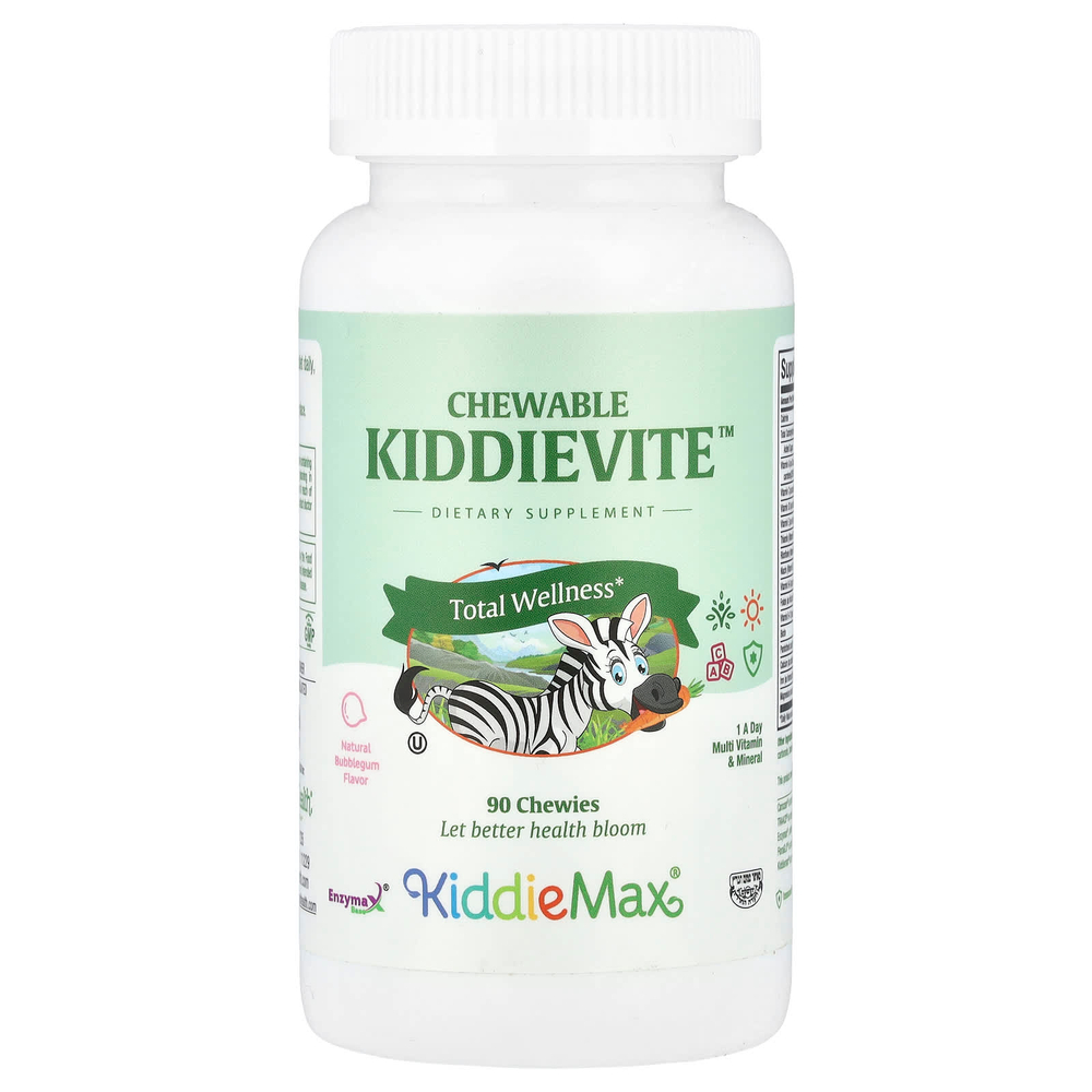 Maxi Health, KiddieMax®, жевательная резинка Kiddievite ™, натуральная жевательная резинка, 90 жевательных таблеток