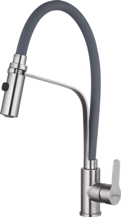 55043-GP Смес. из НЕРЖ. для кух. (САТИН с гиб. сер. изл.) HANSEN  (20/1шт)