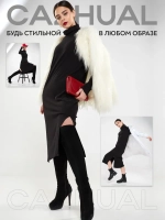 Платье длинное теплое с горлом и рукавами в рубчик