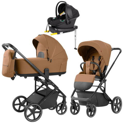 Коляска Carrello Alfa CRL-6522 2025 Nova DK791 Black Line с базой Isofix 4 в 1 Honey Beige