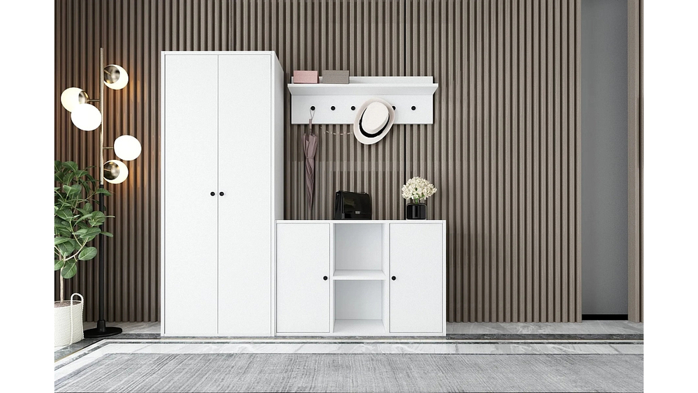 Прихожая Билли 15 Белый Фасадный 0101 163*30*161 см, Белый   Фиеста