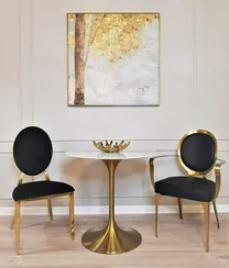 Стол Tulip Marble Brass, Ø80 см, белый мрамор на золотой ножке