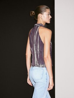 Massimo Dutti Топ внахлест в полоску с горловиной халтер, сиреневый