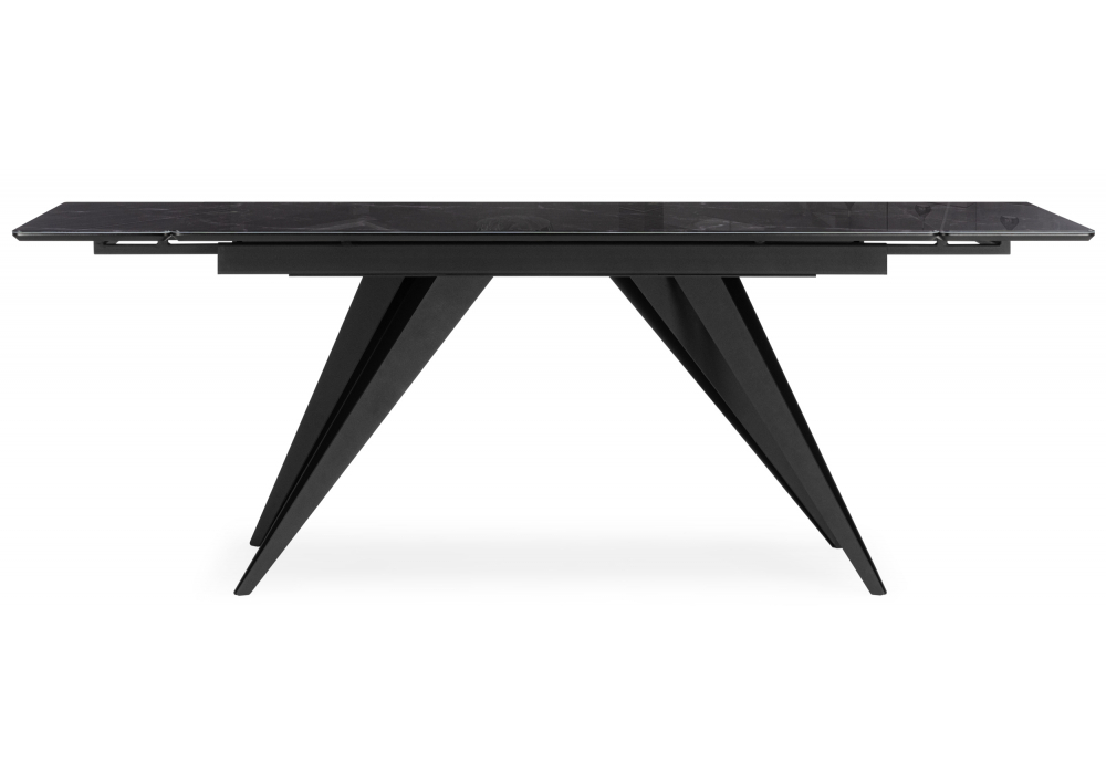 Стол стеклянный Woodville Дарвин 140(200)х80 черный мрамор, черный, ножки черные