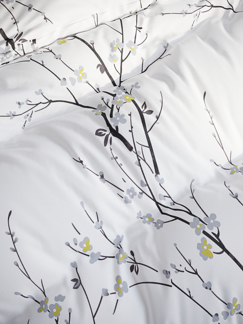 Наволочка комплект 2шт Полисатин Мечта "White cherry" 50x70 см на молнии