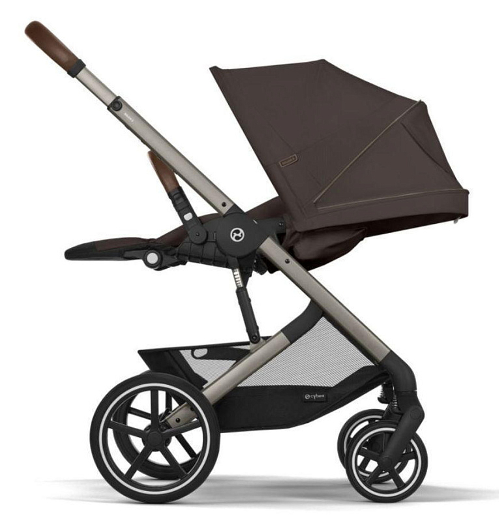 Коляска Cybex Balios S Lux TPE complete Aton B2 Bay Blue 3 в 1 Chocolate Brown с дождевиками