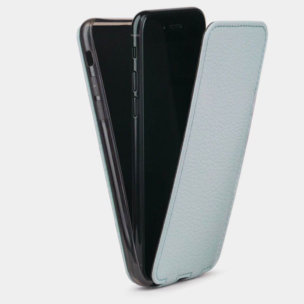 Чехол кожаный для iPhone X/XS голубого цвета