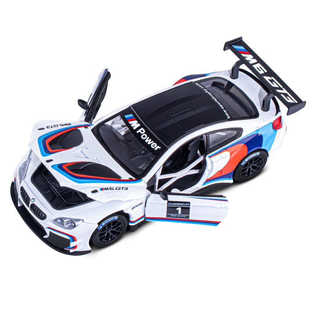 Модель 1:24, BMW M6 GT3, белый,  откр. двери и капот, свет, звук