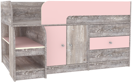 Кровать-чердак КарИВи Астра 9, 1 Бетон Розовый