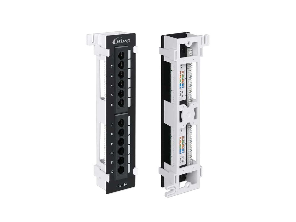 -панел Ripo настенная, 12 портов RJ-45, категория 5е, с подставкой .