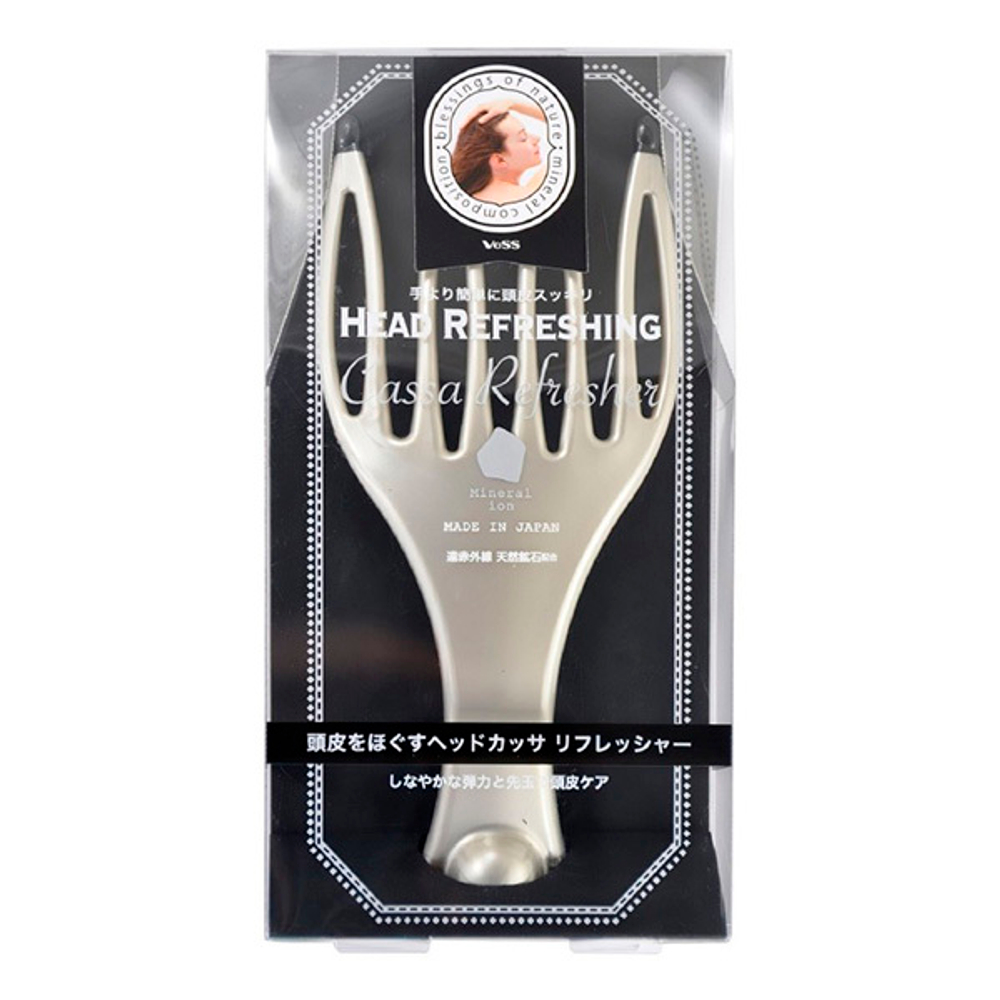Массажер для кожи головы с закругленными зубцами и природными минералами Vess Hear Refreshing Cassa Refresher
