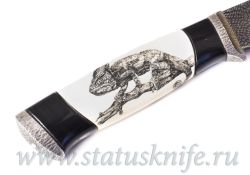 НОЖ ИГУАНА АВТОРСКАЯ РАБОТА СКРИМШОУ ИГОРЬ ГУЛИН БИВЕНЬ МАМОНТА ДАМАСКфотография - 6