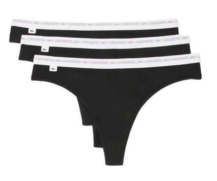 Спортивные трусы Lacoste Elastic Cotton Thongs 3P - black