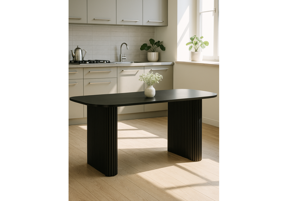 Стол деревянный Woodville Бавария B 200 х 90 черная пленка шагрень, черный, ножки черные