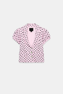ZARA УКОРОЧЕННАЯ КУРТКА В ГОРОШЕК, СВЕТЛО-РОЗОВЫЙ