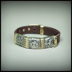 Браслет кожаный "Русь" для женщин , для мужчин