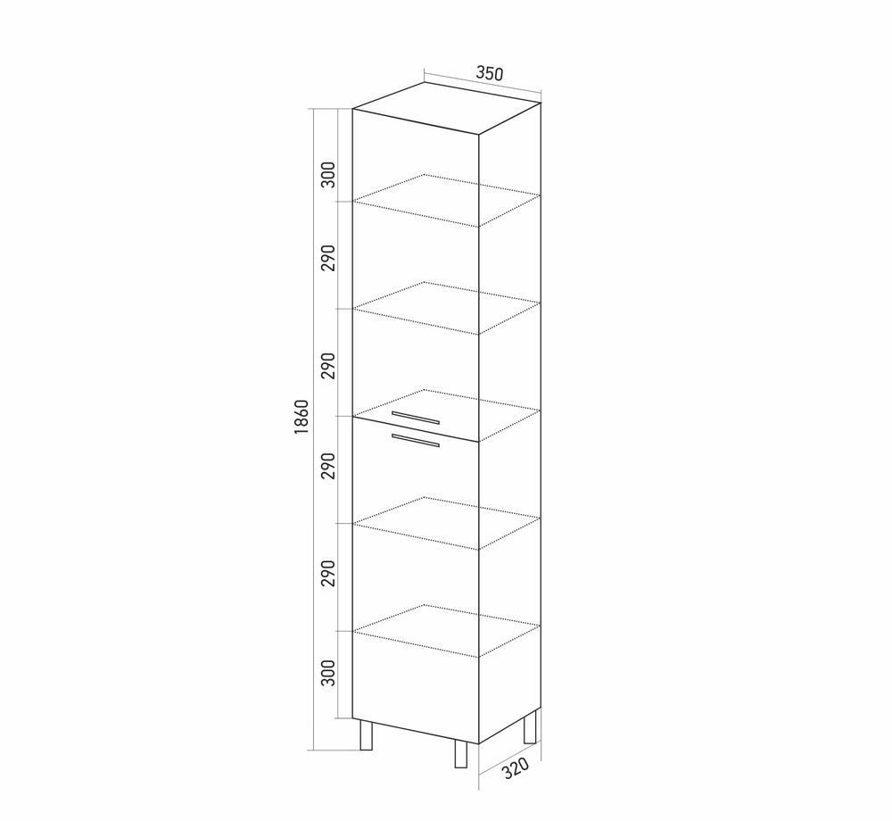 Пенал "Сура-35" универсальный (350*1860*320) ПВХ)