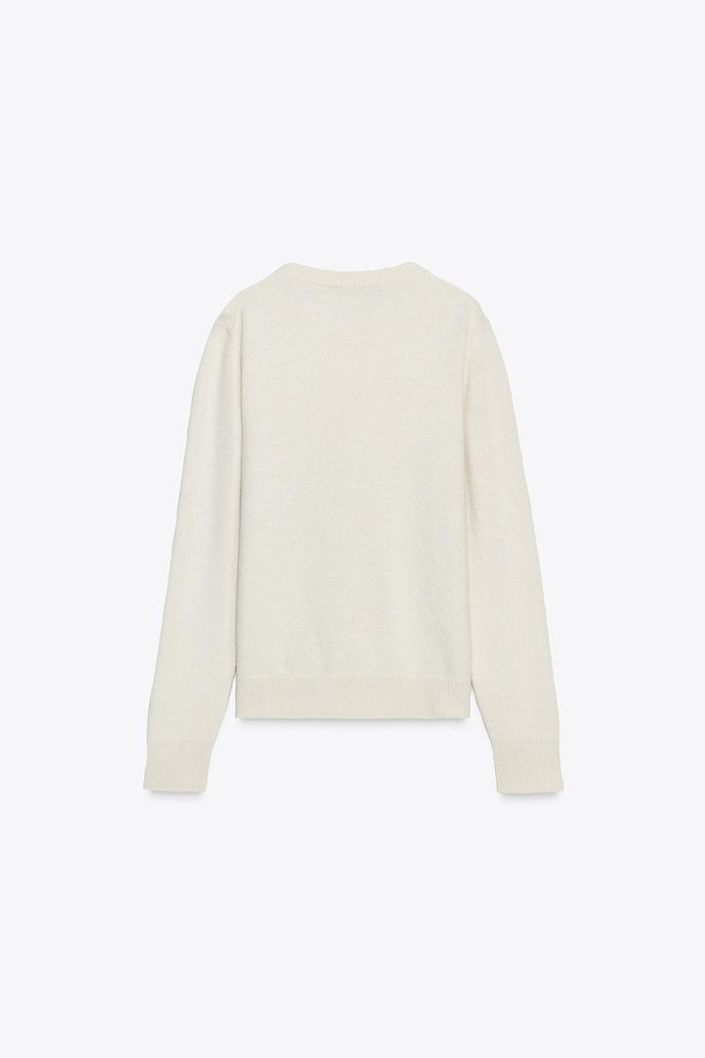 ZARA БАЗОВЫЙ ДЖЕМПЕР ИЗ КАШЕМИРА И ШЕРСТИ, ЭКРЮ