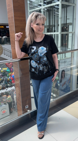 Синие летние брюки-палаццо