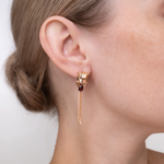 Серьги «Пантеры» с английским замком из красного золота с гранатом