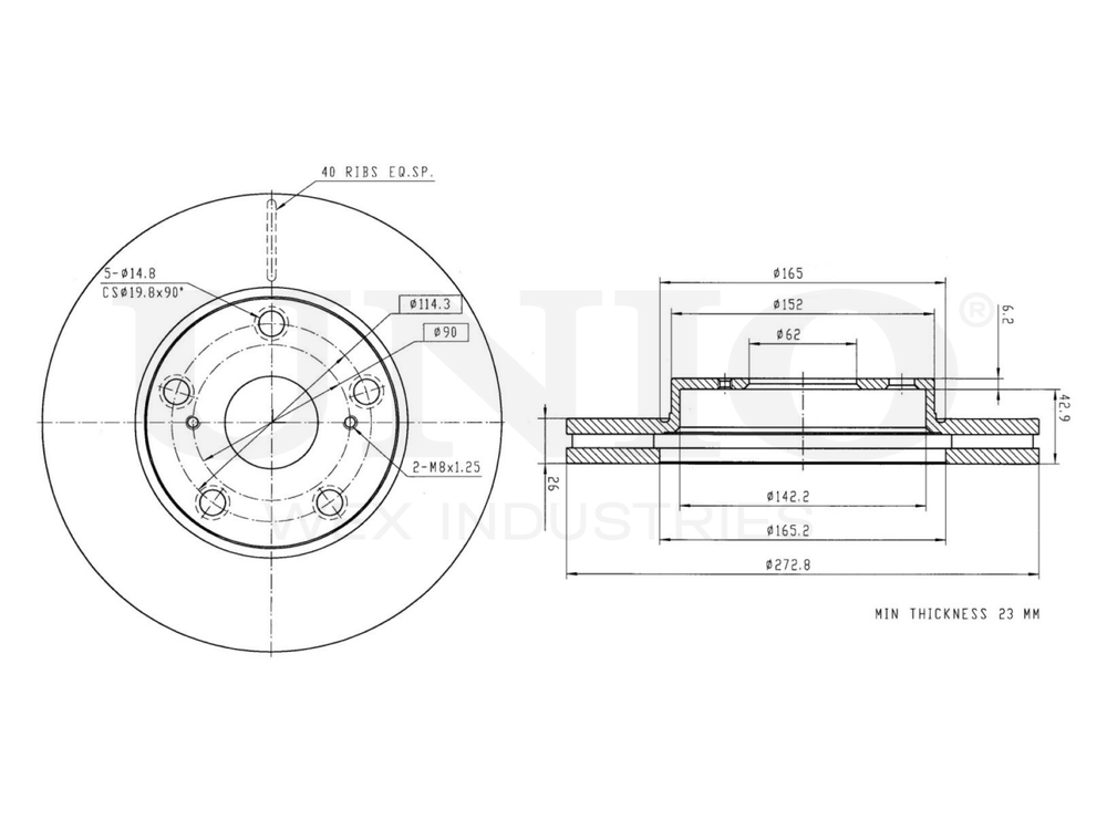 Диск тормозной передний UNIO BRD-20354