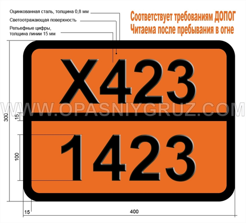 Табличка Опасный груз X423-1423 РУБИДИЙ