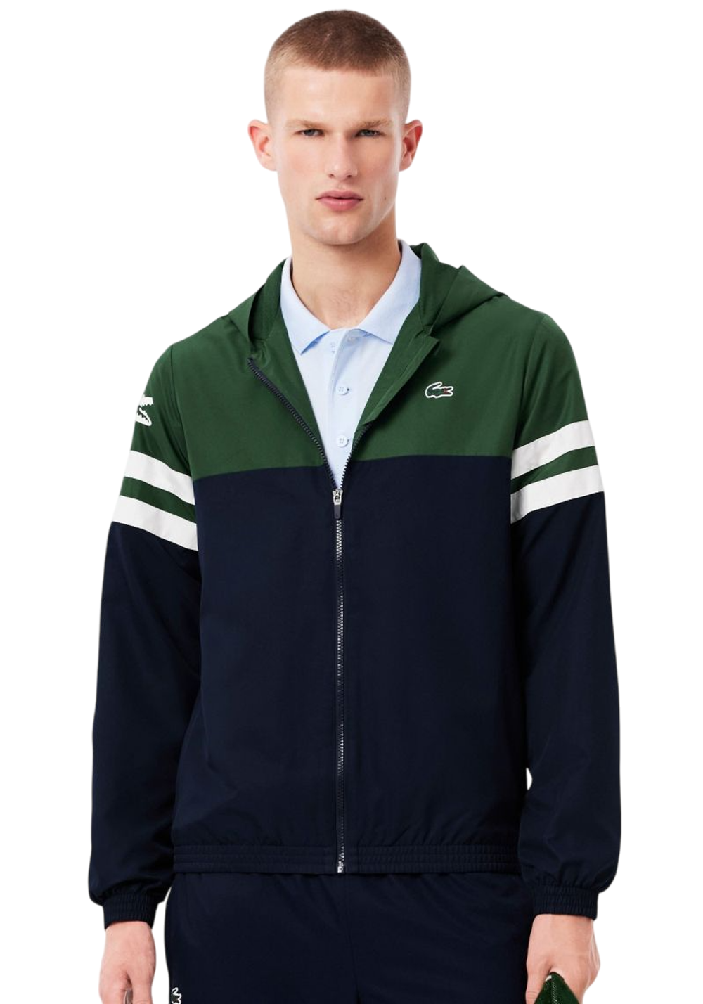 Куртка теннисная Lacoste Tennis Water-Repellent Hooded - navy blue/green