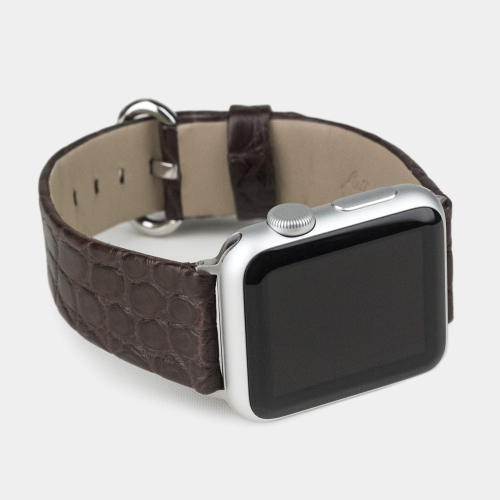 Ремешок для Apple Watch 40/41/42 mm из кожи аллигатора, темно-коричневого цвета