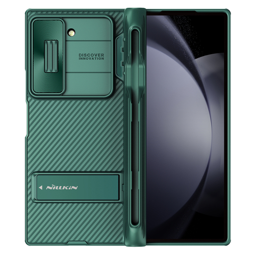 Усиленный чехол зеленого цвета (Dark Green) от Nillkin для Samsung Galaxy Z Fold 6 5G, серия CamShield Fold Case-Pen Holder Version (версия с подставкой и держателем для S Pen)