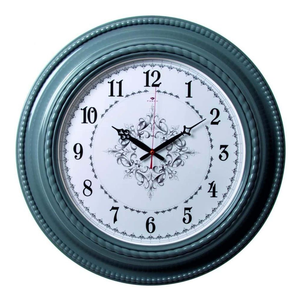Часы 21 Bek настенные  6141-101 круг d=60см, корпус серый &quot;Орнамент&quot; &quot;Рубин&quot;