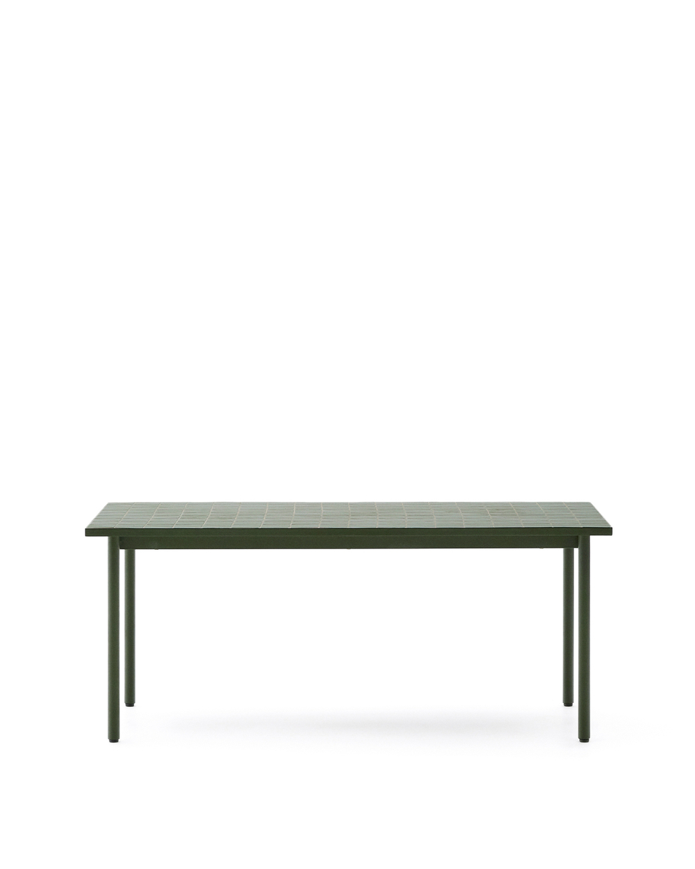 Уличный стол Maurina из оцинкованной стали зелёного цвета с зелёной керамическо плиткой 223 x 101 см