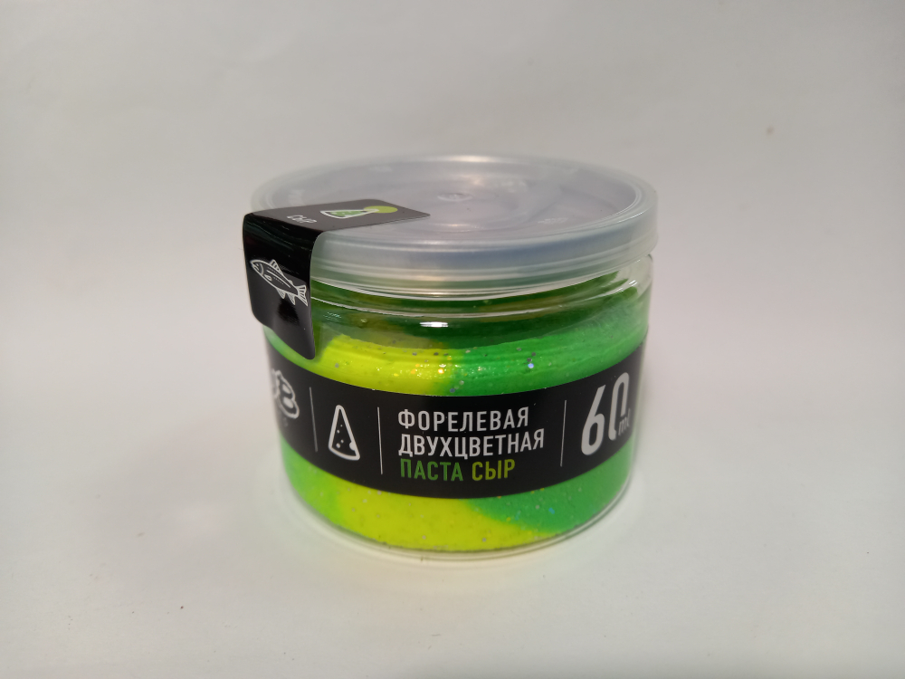 Форелевая паста "Сыр" двухцветная, зелёная/лайм, флюоресцентная.