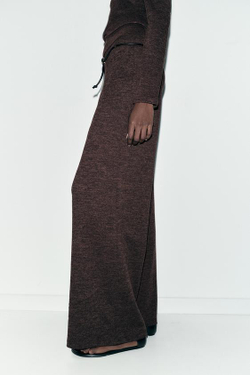 ZARA БРЮКИ-ПИКЕ С ПОЯСОМ, ТЕМНО-КОРИЧНЕВЫЙ