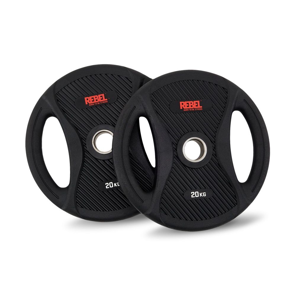 Диск олимпийский обрезиненный с двумя хватами 20 кг REBEL