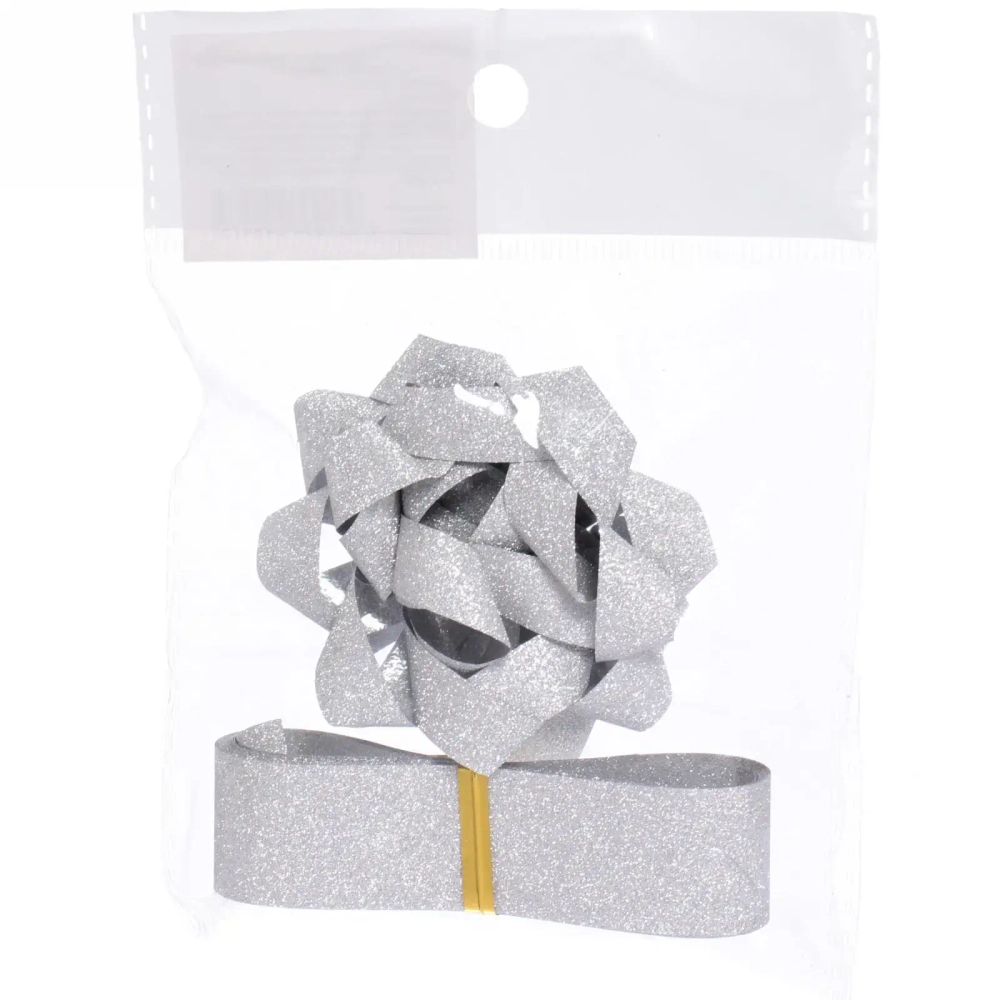 Набор для декорирования «Мерцание» бант 6см, лента 2см (3м), Серебро