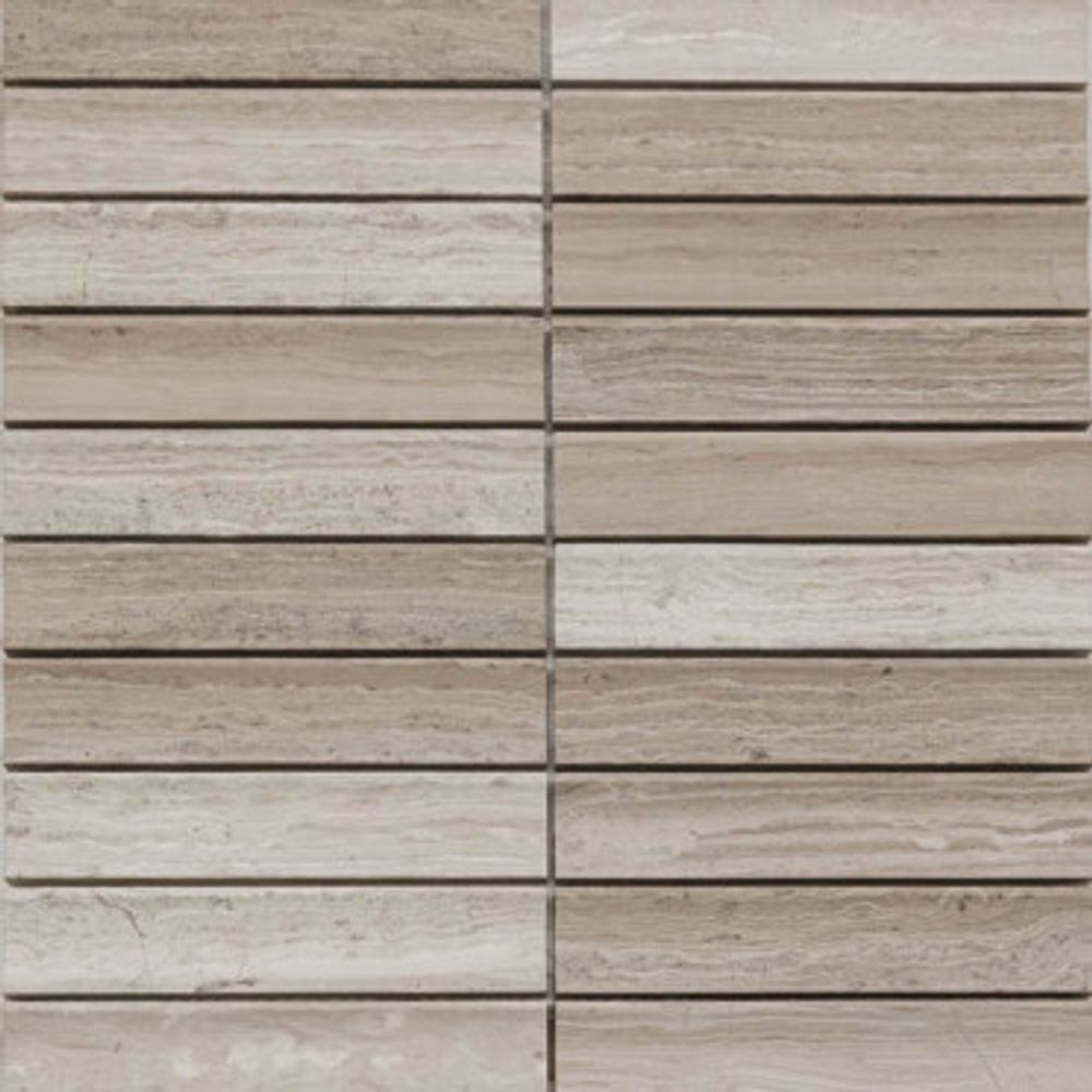 Мозаика PIX347 White Wooden Concave (чип3х15.1) Матовая
