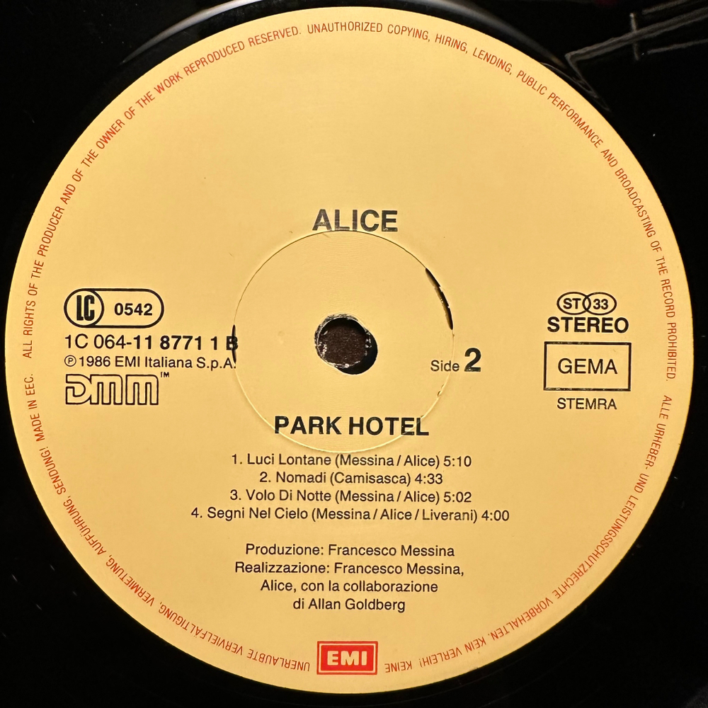 Alice - Park Hotel (Европа 1986г.)