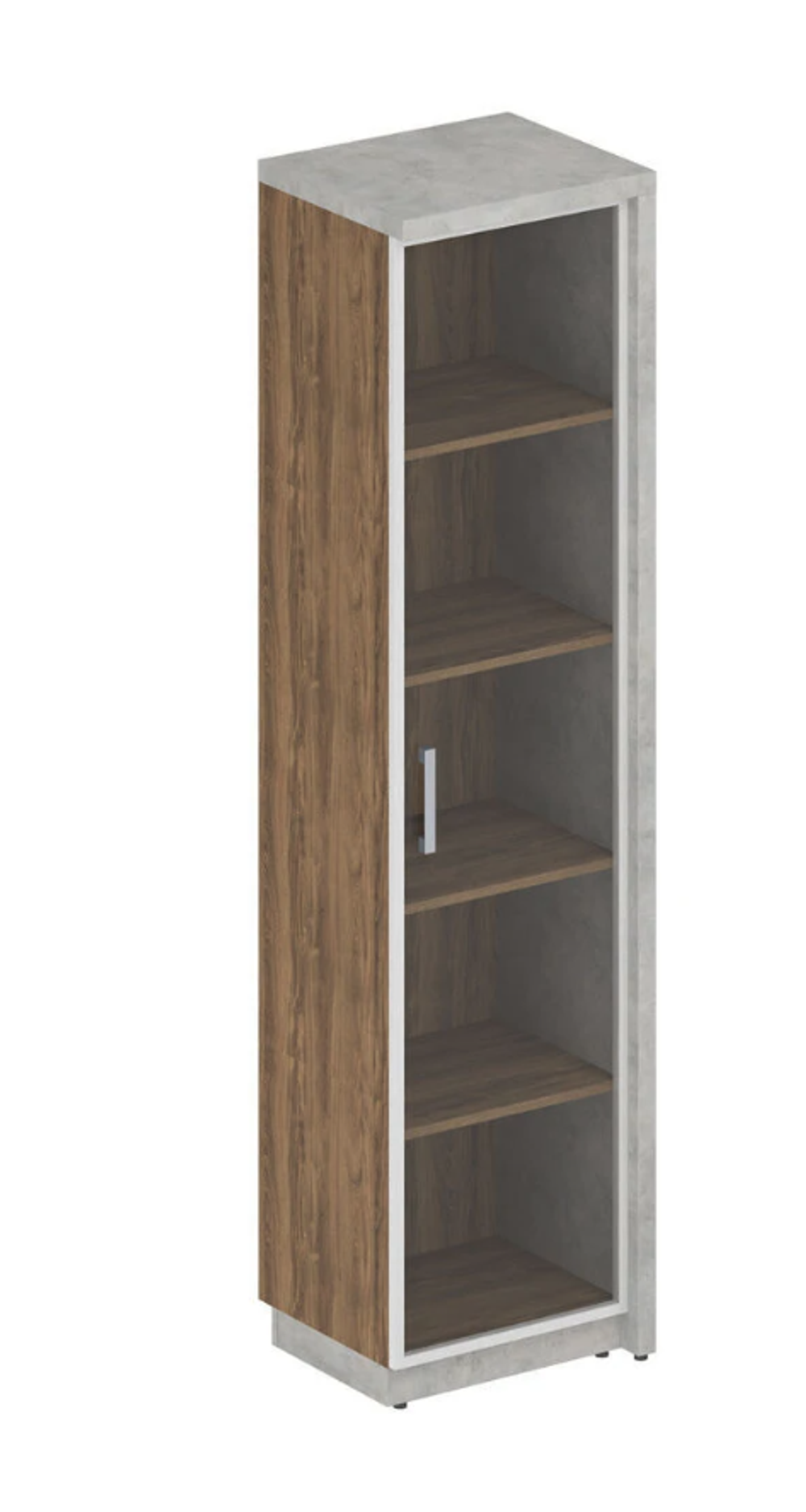 Шкаф для документов узкий со стеклом Wood&Stone
