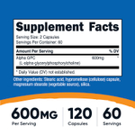 Nutricost, Alpha GPC, 120 капсул (300 мг в 1 капсуле)
