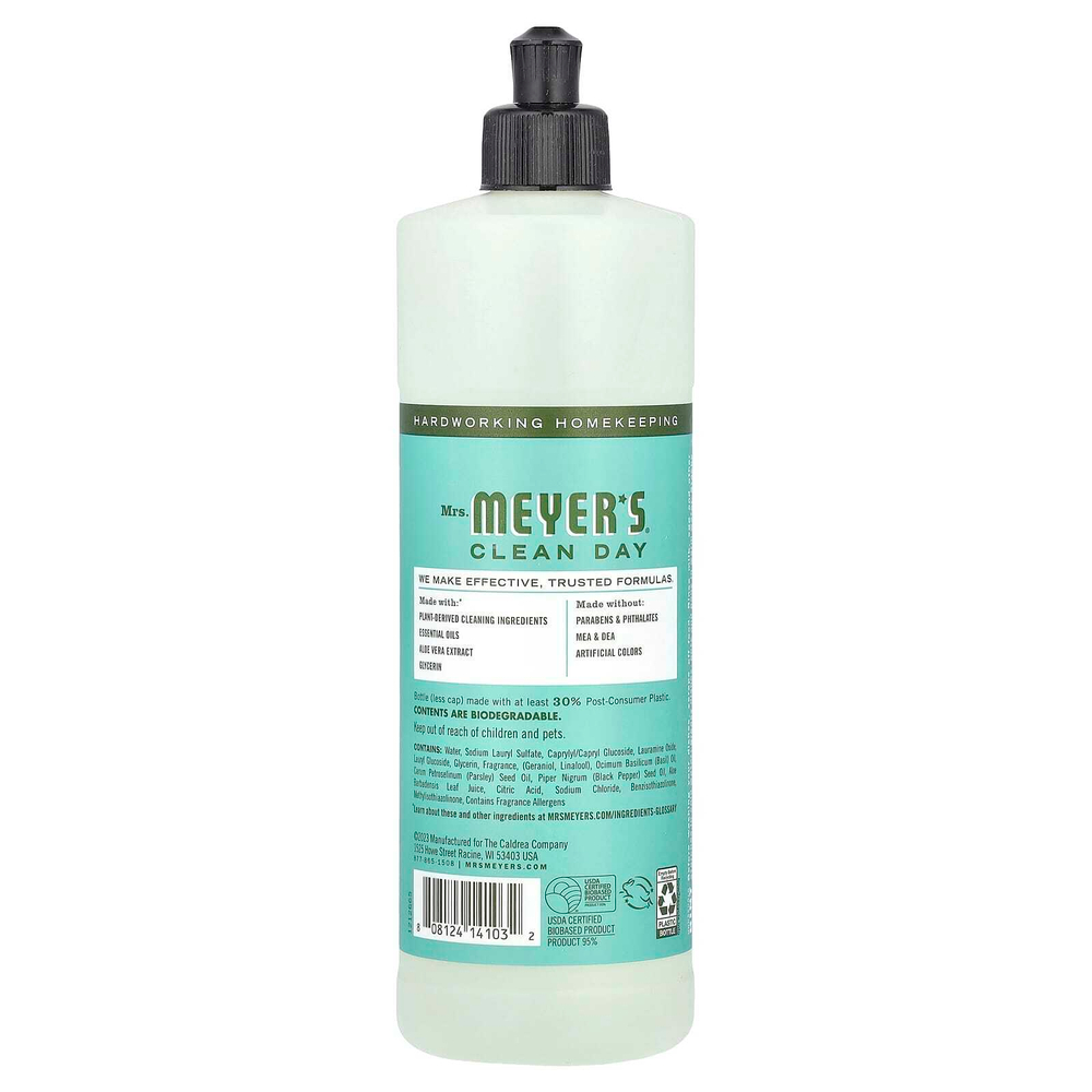 Mrs. Meyers Clean Day, Жидкость для мытья посуды, аромат базилика, 16 жидк. унц. (473 мл)