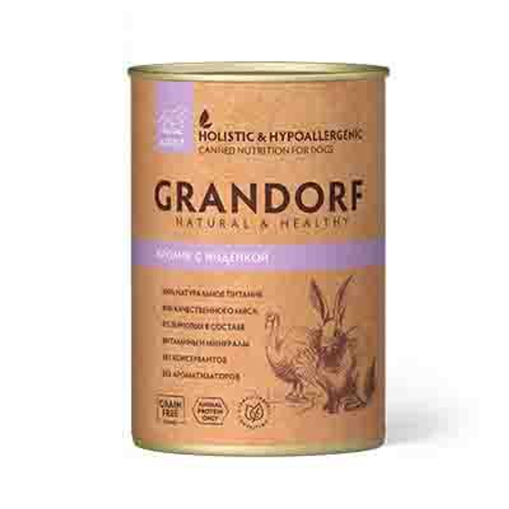 GRANDORF Консервы для собак Кролик с Индейкой, 400гр